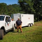 Mitchell Doss '21 on the job as a Virginia Department of Forestry intern.