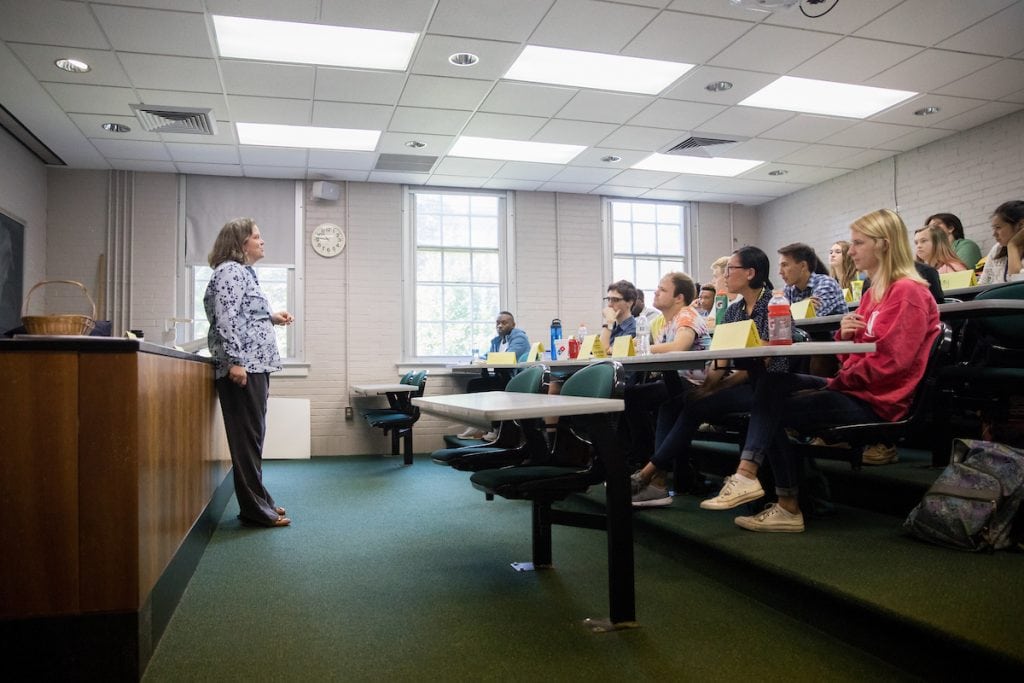 Professor Sarah Sojka teaches during the 2018 Step Up to the Physical Sciences and Engineering at Randolph (SUPER) program.