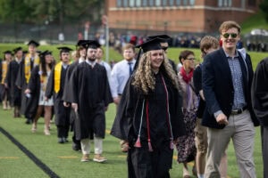 Students walk in the processional during Commencement 