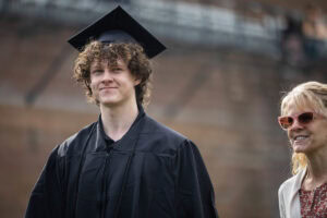 Student walk in the processional during Commencement 