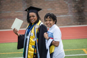 Student walk in the processional during Commencement 