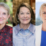 A collage of three headshots of esley Morgan ’75, Alison Keller Townsend ’75, and Stacey Robbins Kennedy ’95