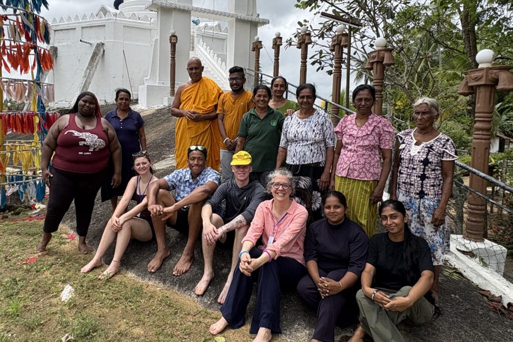 Randolph College students and professor Kaija Mortensen work with the Sarvodaya Shramadana Movement in Walaswewa, Sri Lanka.