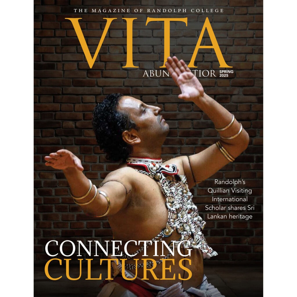 The cover of Randolph's Spring 2025 magazine, with a photo of visiting professor Sudesh Mantillake
