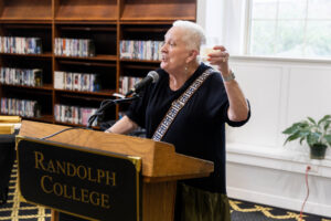 President Sue Ott Rowlands speaks in Lipscomb Library during a Reunion event