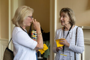 Two alums catch up during a Reunion event