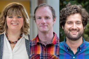 Three headshots of faculty members in a photo collage