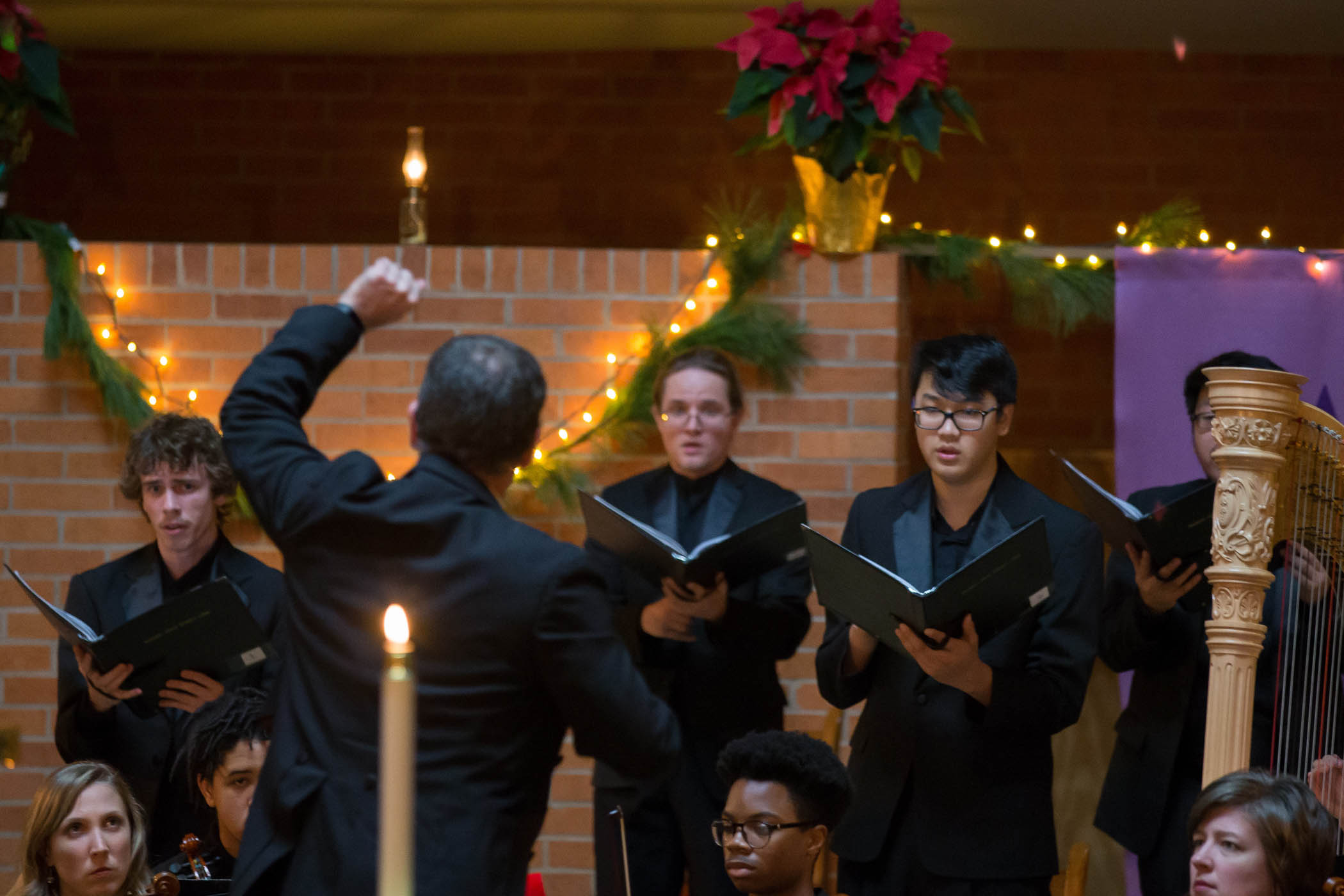 Male singers in chorale performance