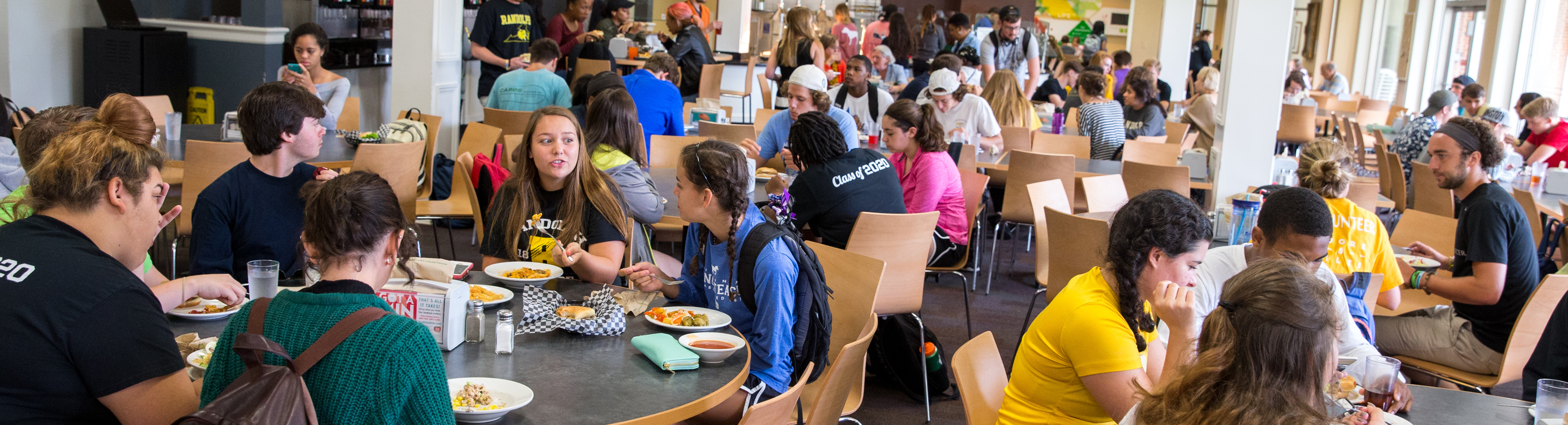 Student in dining hall