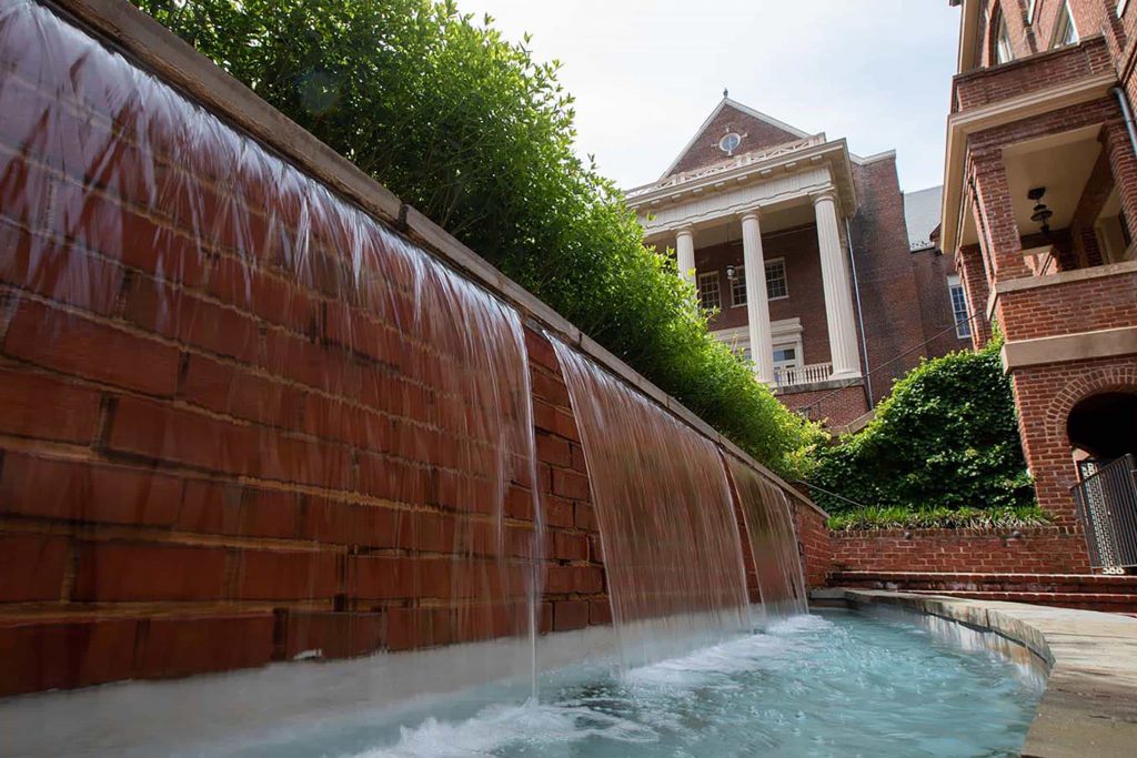 Cheatham Dining Hall fountain at Randolph College